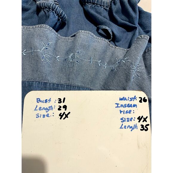 CST Blues denim skirt set embroidery ruffle hem western cottage country women 4X - Picture 8 of 8